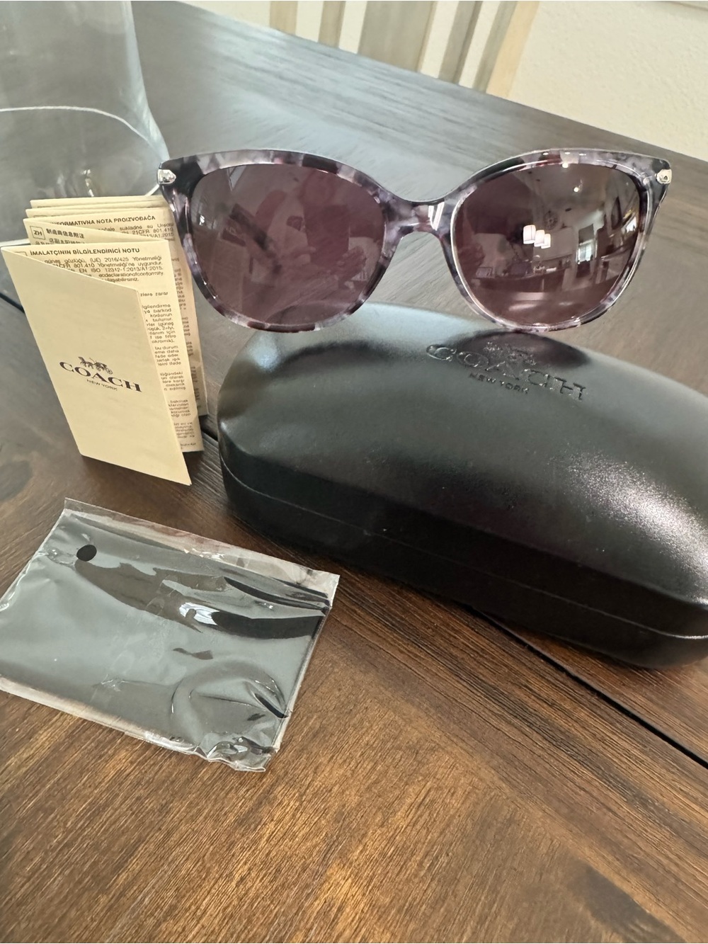 COACH Purple Marble Cat-Eye Sunglasses - Picture 1 of 4